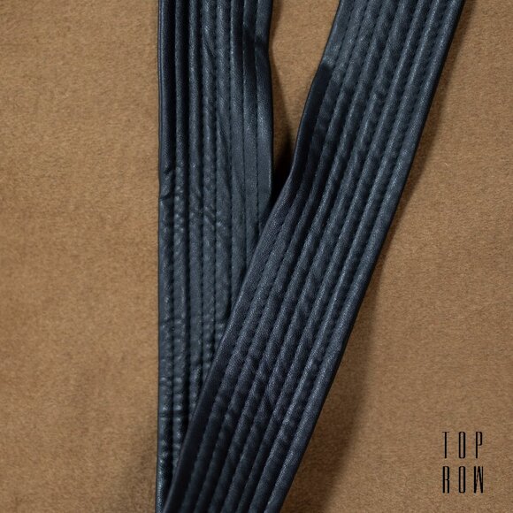 Tahari Women's Black Juliette Double Face Wool Belted Coat with Faux Leather - Picture 7 of 12